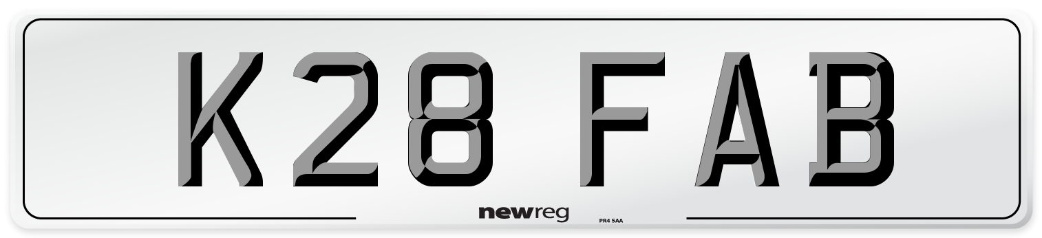 K28 FAB Number Plate from New Reg